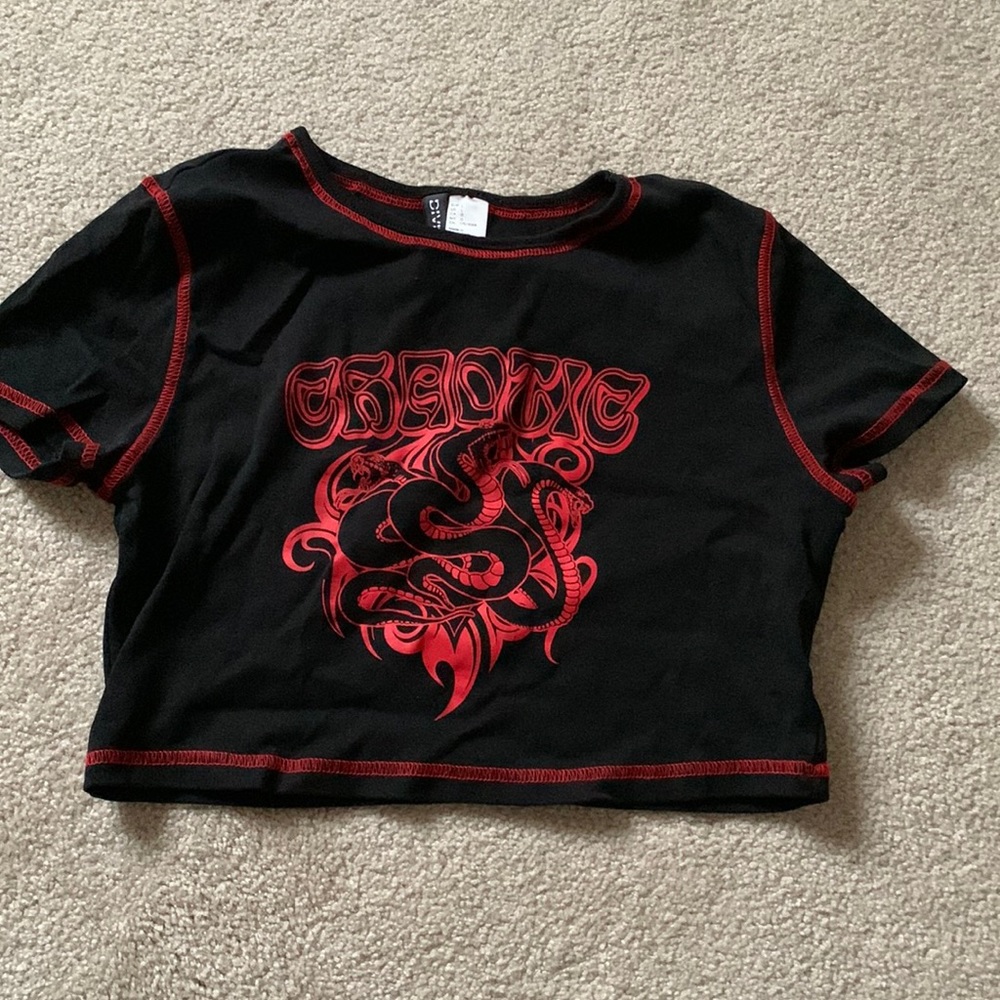 Red and black crop top